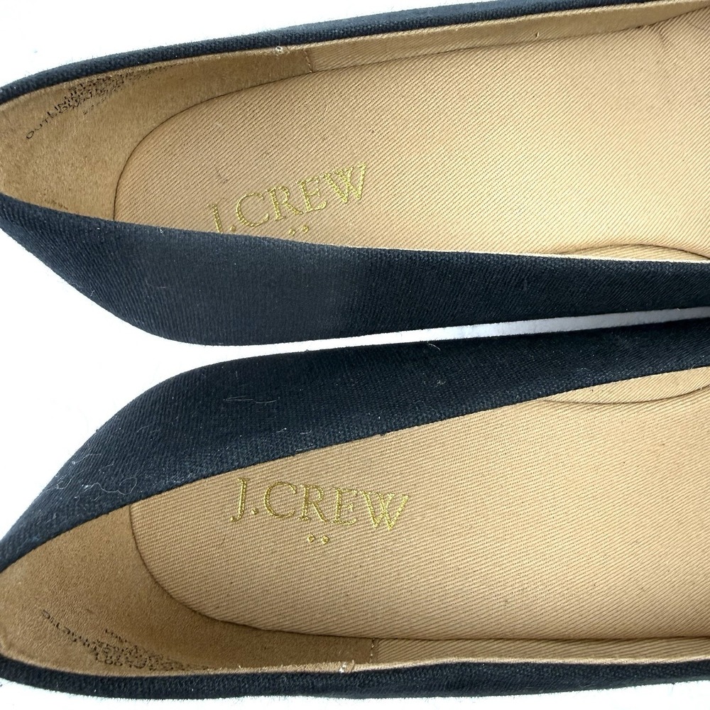 J Crew Seville Espadrille Wedge 10 Black Canvas Slip On Timeless Chic Shoes - Picture 5 of 11
